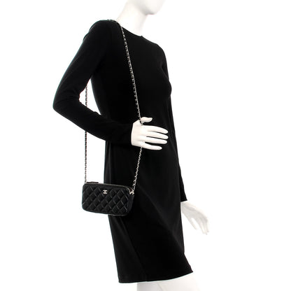 Chanel Lambskin Quilted Small Clutch With Chain Black 2 of 9
