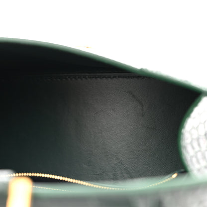 Balenciaga Shiny Calfskin Crocodile Embossed Small Hourglass Top Handle Bag Forest Green 5 of 9
