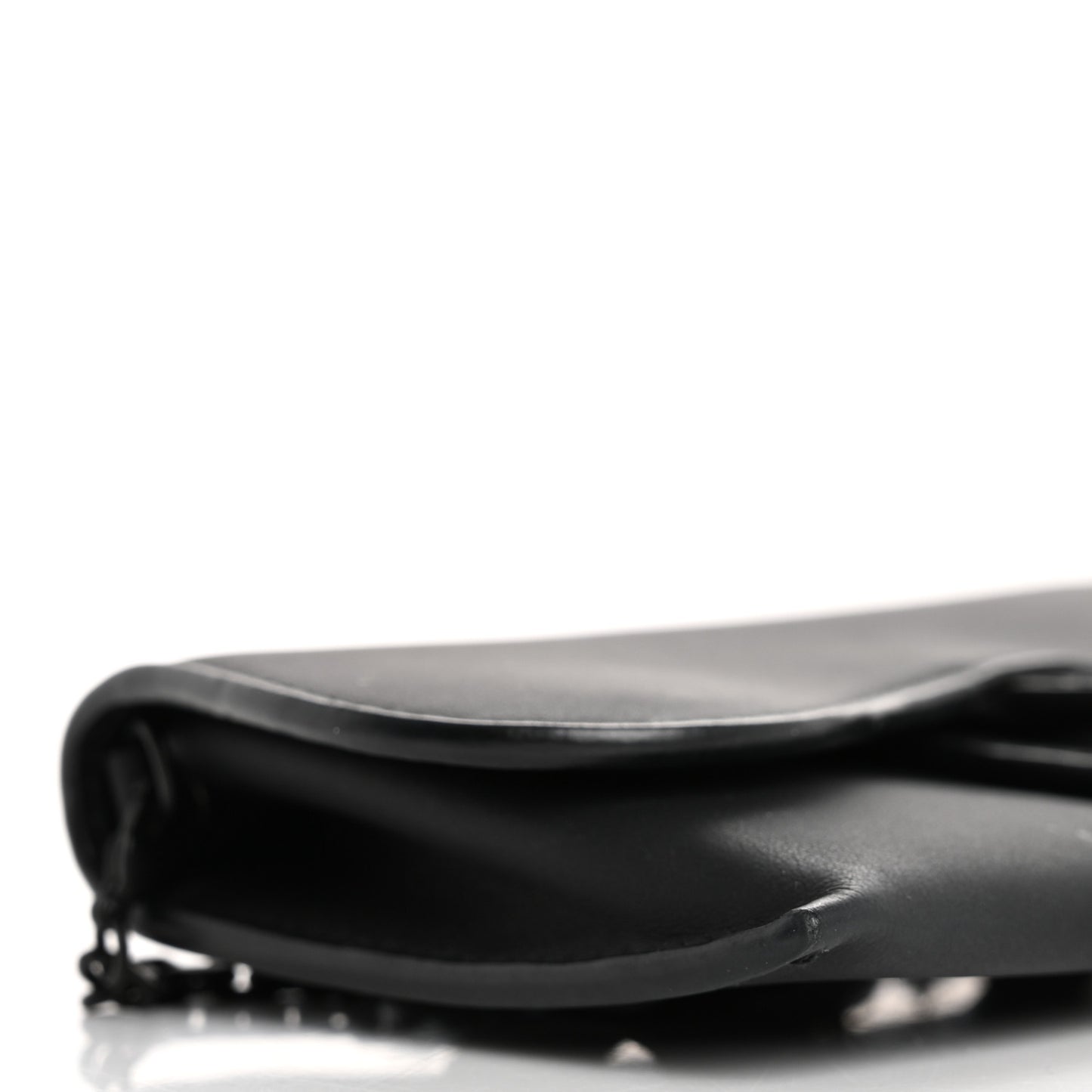 Ultra Matte Calfskin Nano Saddle Chain Pouch Black