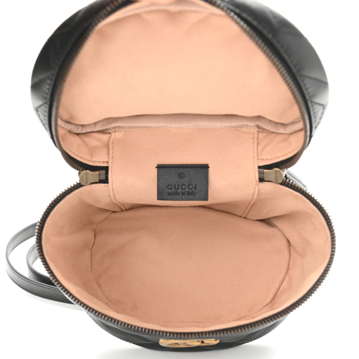 Calfskin Matelasse Mini GG Marmont Round Backpack Black