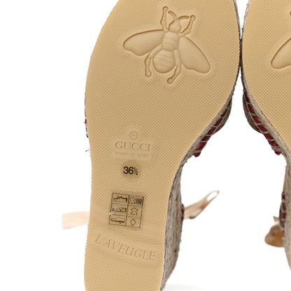 Gucci Monogram Matelasse GG Marmont Ankle Wrap Platform 35/120mm Espadrille Wedges 36 Beige Ebony New Cherry Red Sand Storm 8 of 12