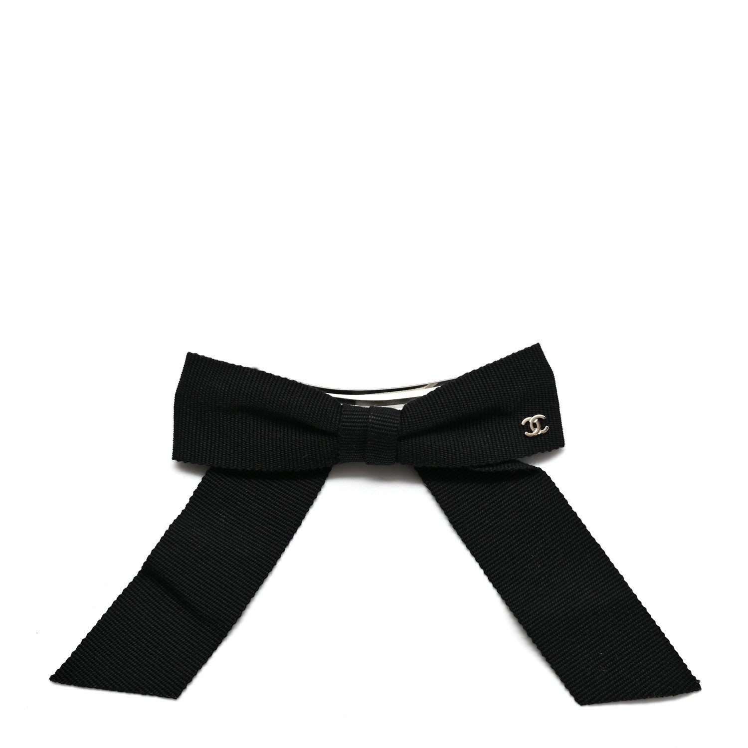 Chanel Grosgrain Bow CC Hair Clip Black 1 of 3