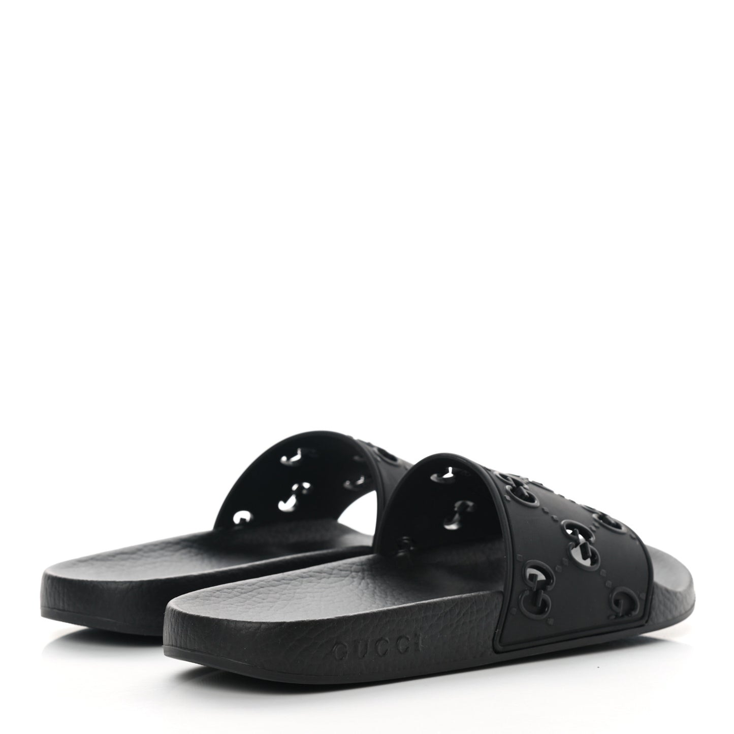 Rubber GG Monogram Perforated Womens Slide Sandals 38 Black