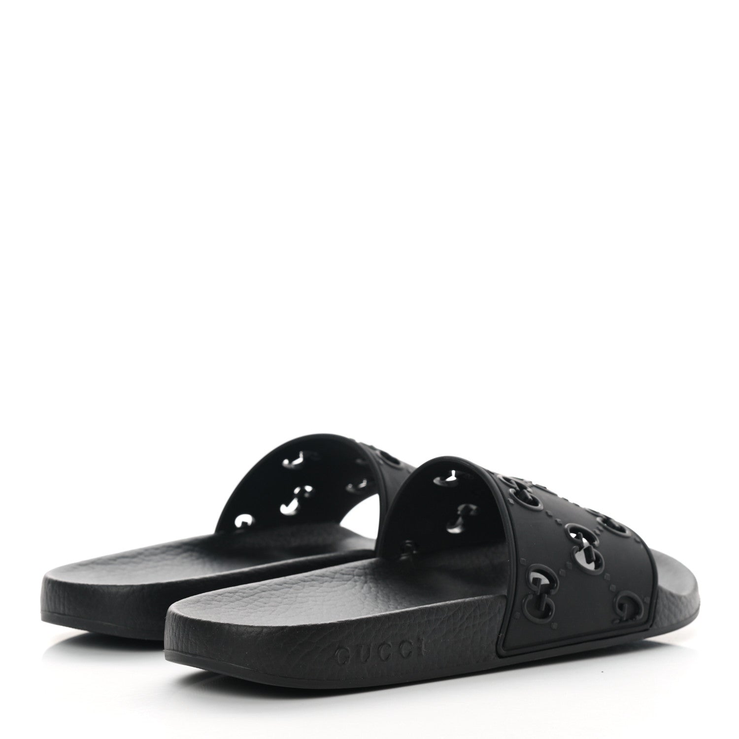 Gucci Rubber GG Monogram Perforated Womens Slide Sandals 38 Black 4 of 10