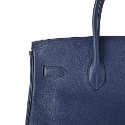 Hermes Taurillon Clemence Birkin 35 Bleu Brighton 11 of 34