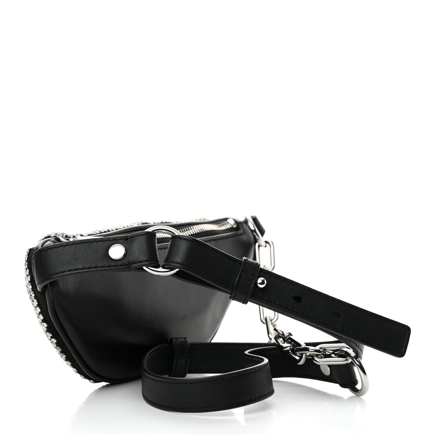 Rhinestone Mesh Mini Attica Belt Bag Black