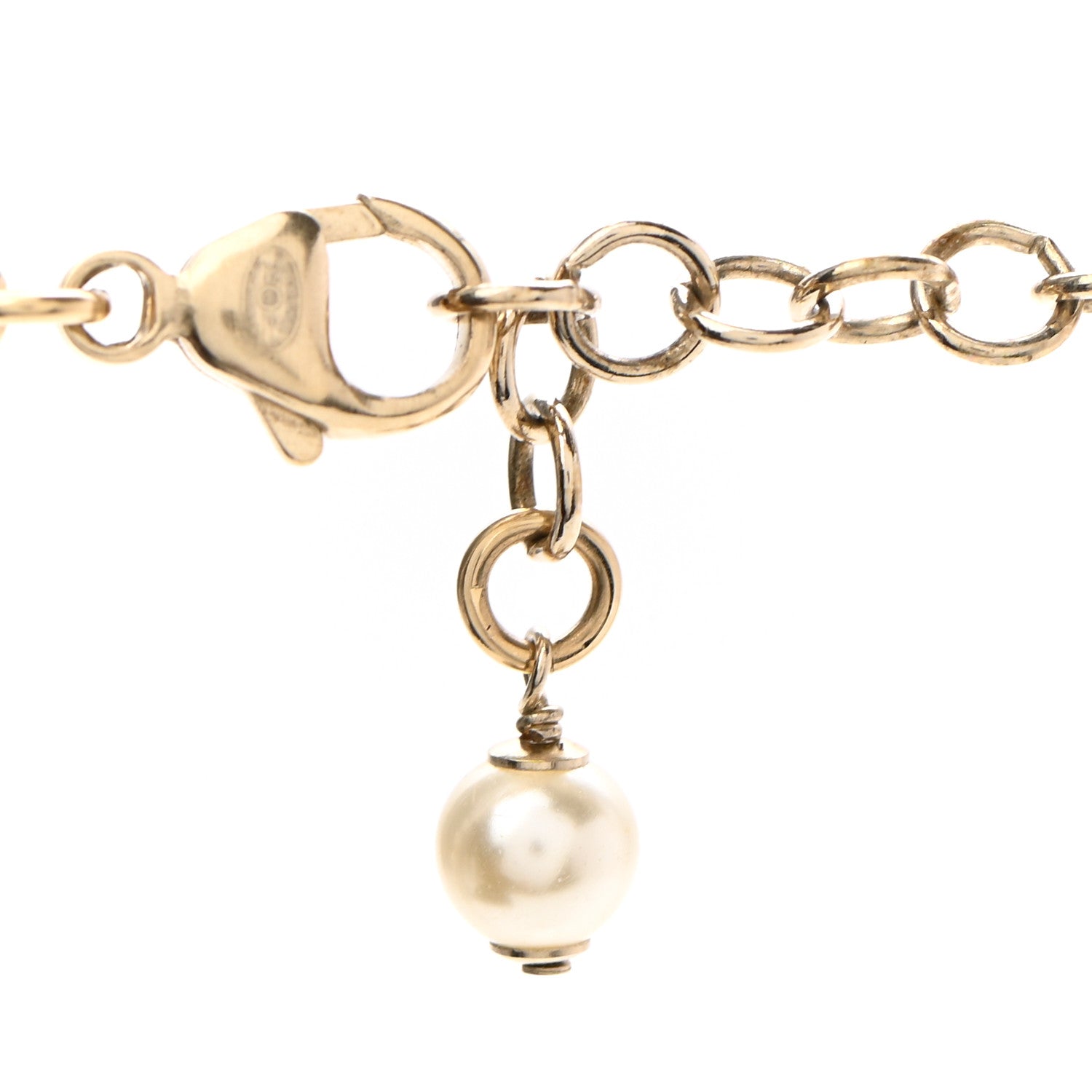 Chanel Pearl Beaded CC Long Necklace Gold Multicolor 4 of 5