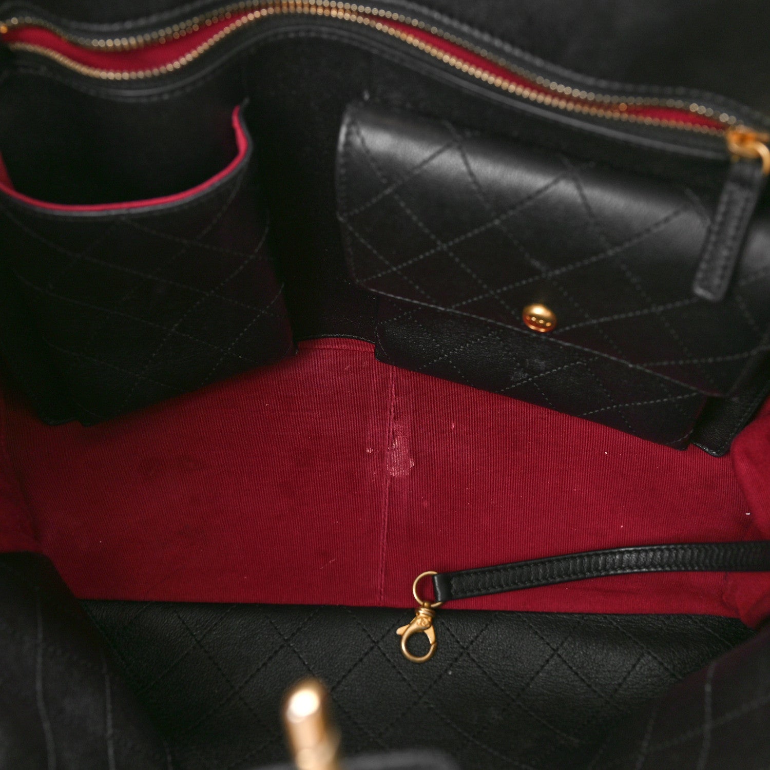 Chanel Calfskin Quilted Chain Shopping Tote Black 6 of 11