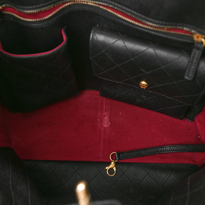 Chanel Calfskin Quilted Chain Shopping Tote Black 6 of 11