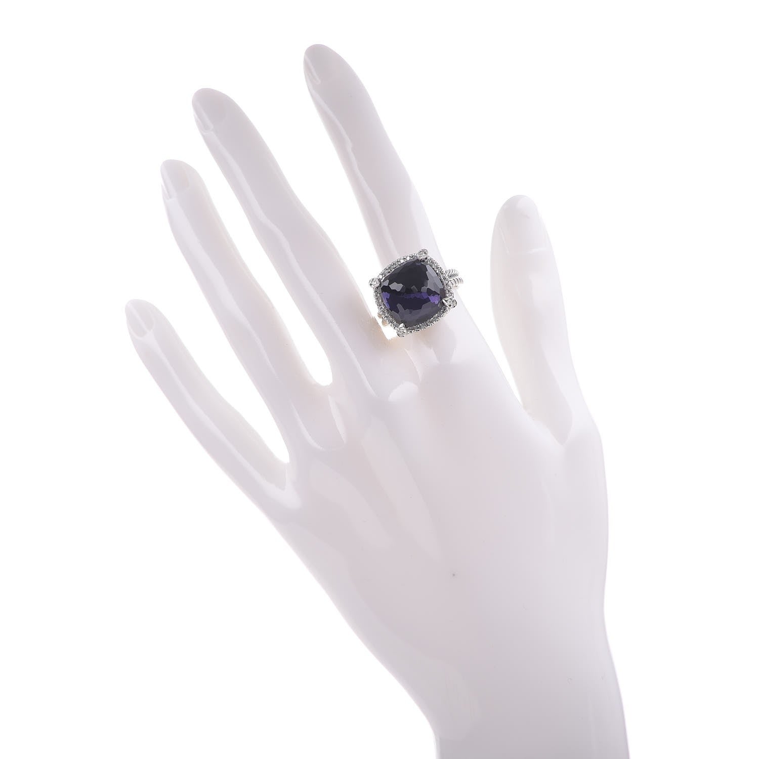 David Yurman Sterling Silver Diamond Black Orchid 14mm Chatelaine Pave Bezel Ring 54 6.75 2 of 4