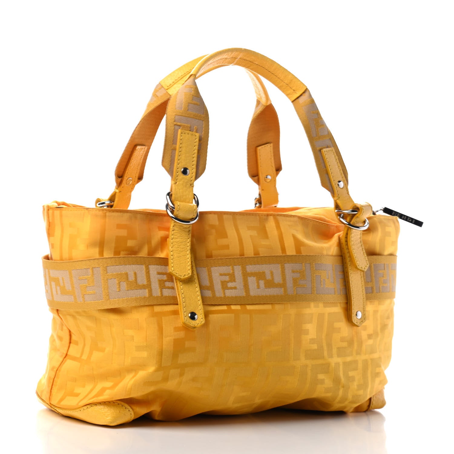 Fendi Zucca Cinghiale Medium Zip Code Shopping Tote Yellow 2 of 4