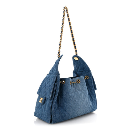 Chanel Washed Denim Quilted Small Chanel 25 Handbag Blue 3 of 12