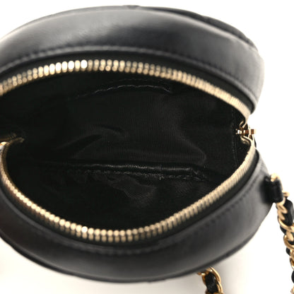 Chanel Lambskin Quilted Studded Round Clutch With Chain Black 5 of 9