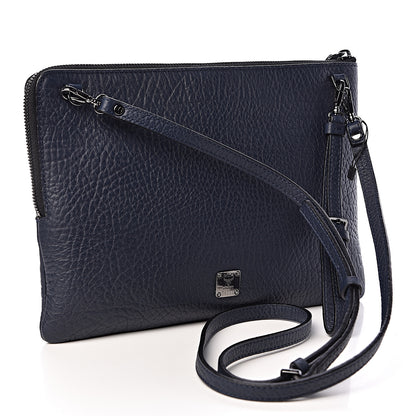 MCM Calfskin Studded Medium Crossbody Blue 4 of 11