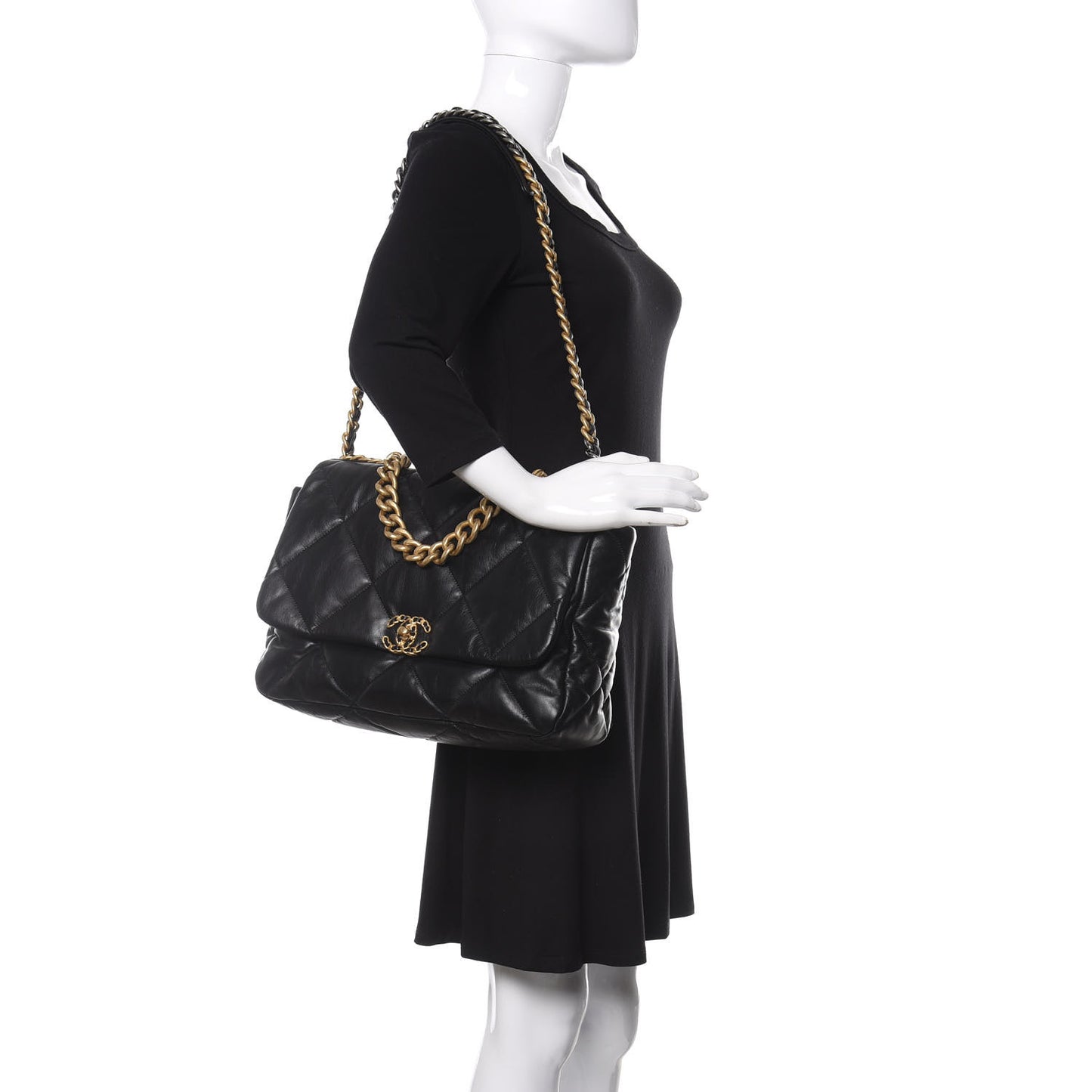 Goatskin Quilted Maxi 19 Flap Black