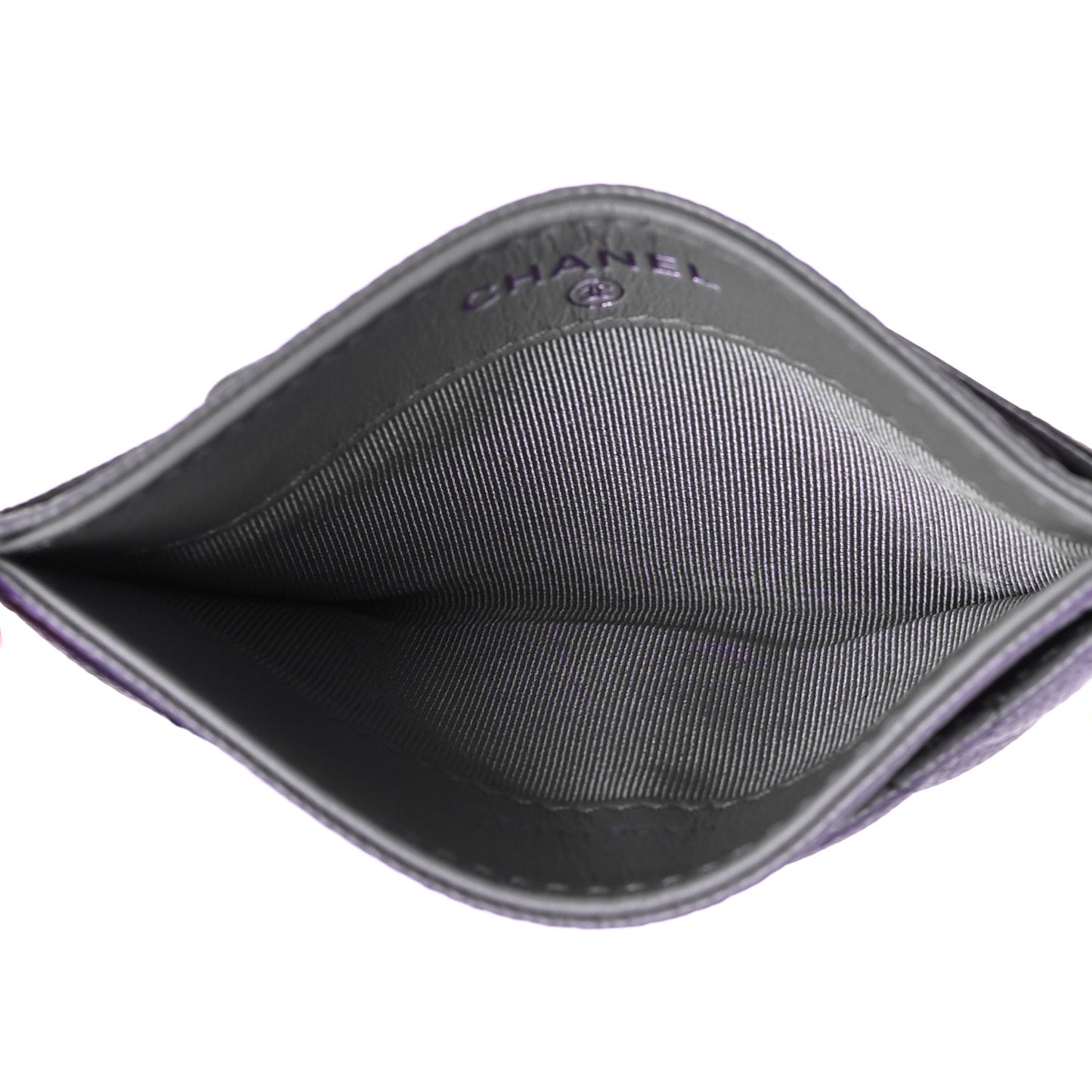 Caviar Quilted Card Holder Purple