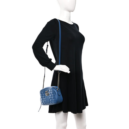 Gucci Calfskin Matelasse Aria Small GG Marmont Chain Shoulder Bag Clear Blue 2 of 8