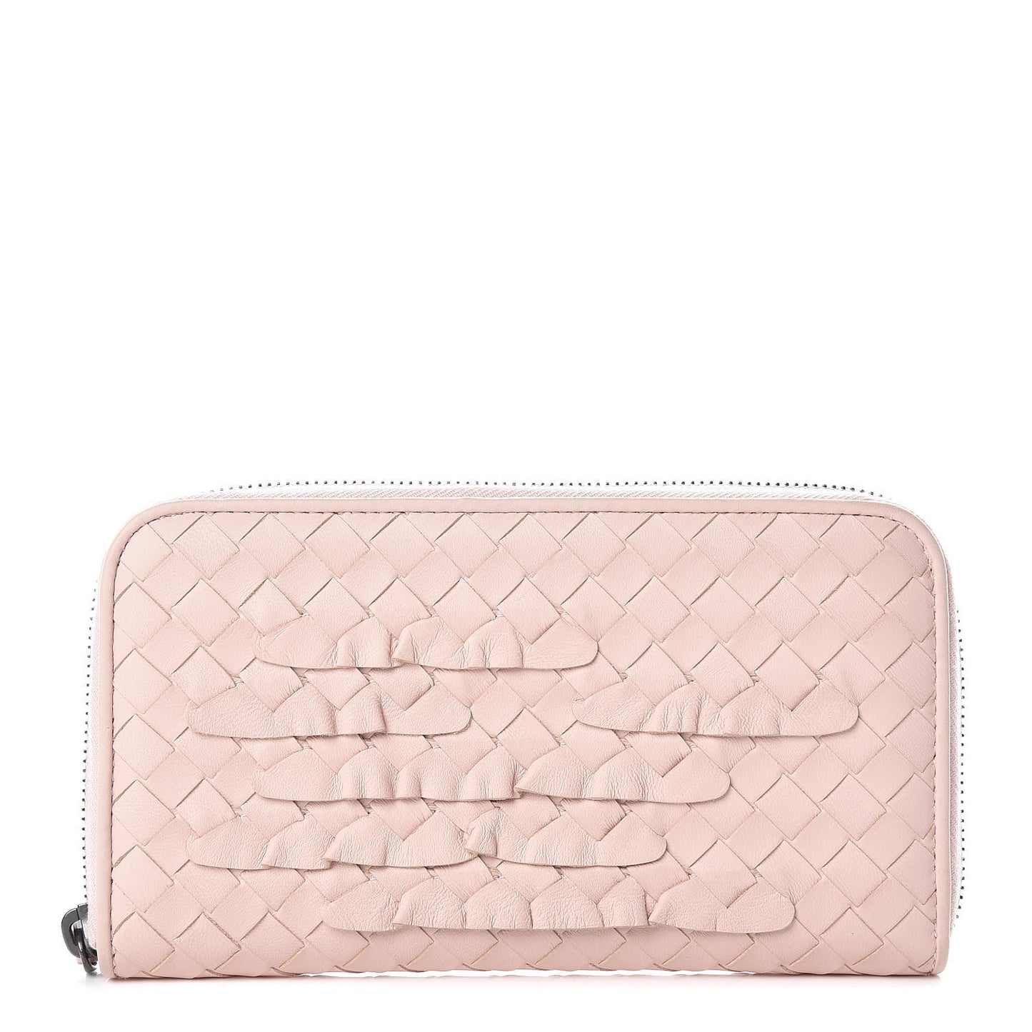 Nappa Intrecciato Zip Around Wallet Petal Pink