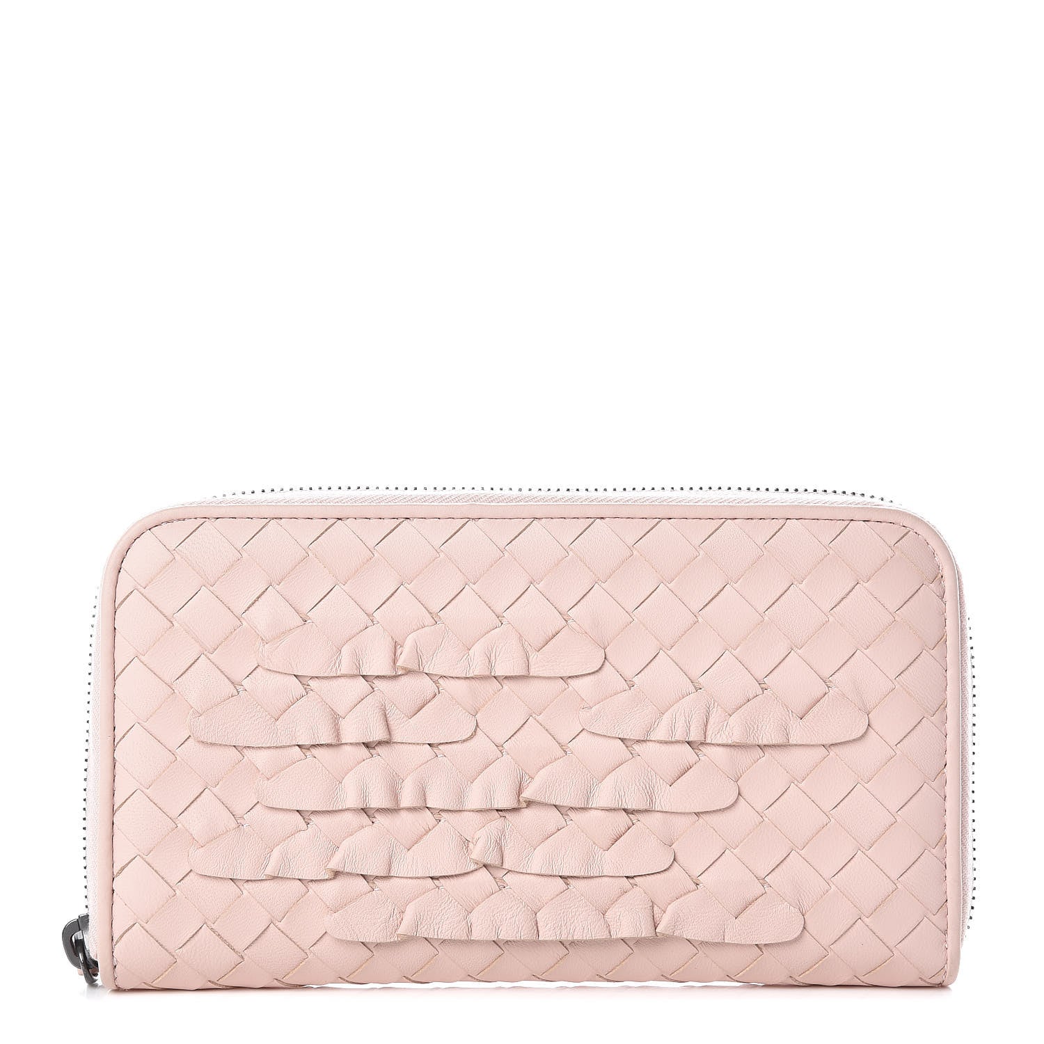 Bottega Veneta Nappa Intrecciato Zip Around Wallet Petal Pink 1 of 9