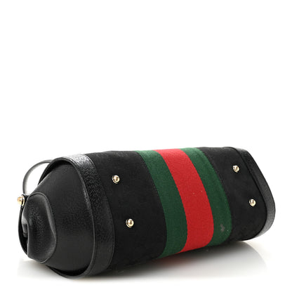 Gucci Calfskin Web Bamboo Bullet Satchel Black 4 of 11