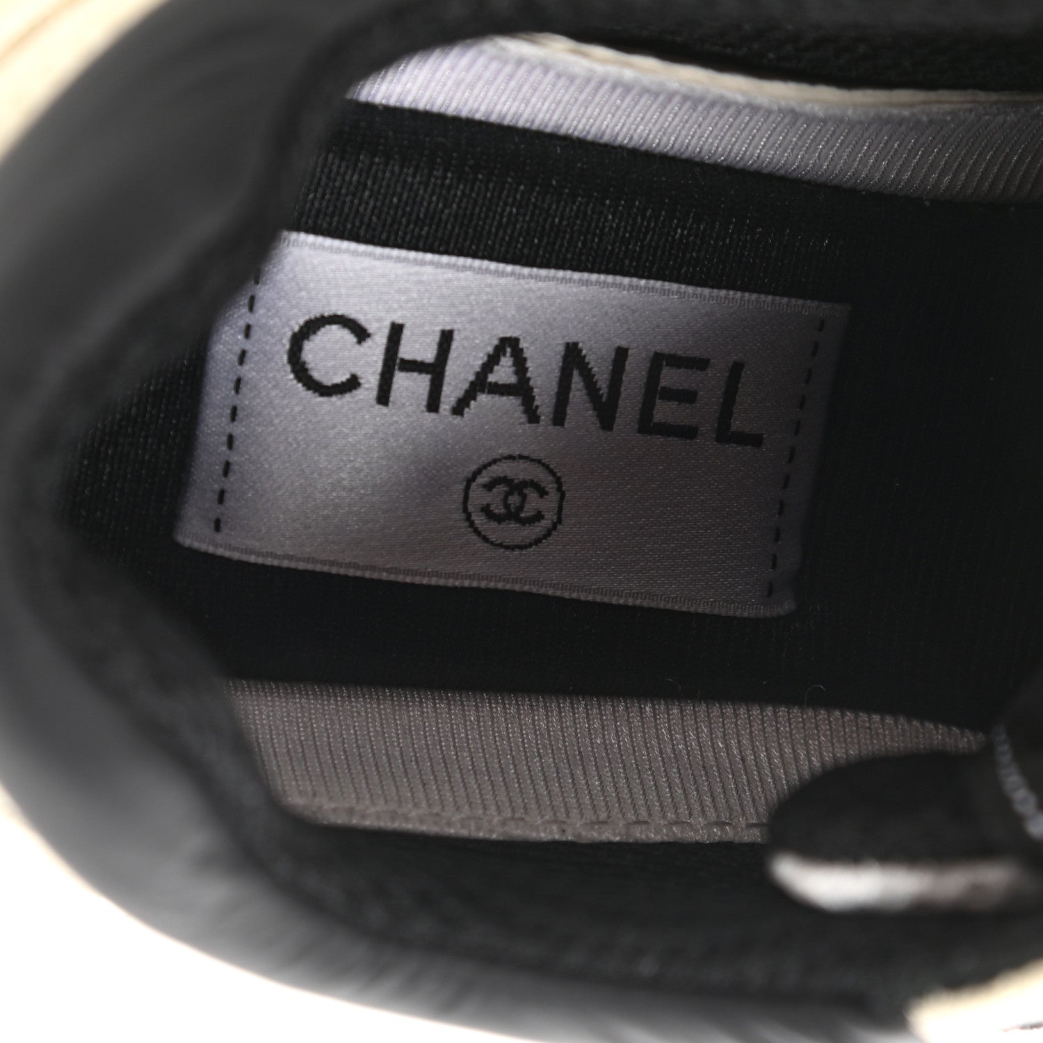 Chanel Mesh Suede Calfskin Grained Calfskin Womens CC Sneakers 37 White Black 7 of 9