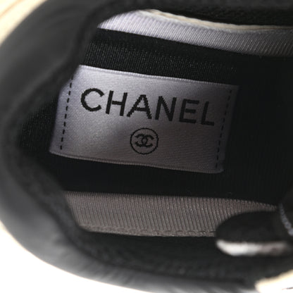 Chanel Mesh Suede Calfskin Grained Calfskin Womens CC Sneakers 37 White Black 7 of 9