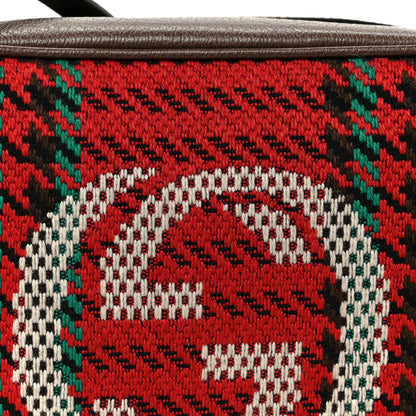 Gucci Cotton Wool Textured Calfskin Houndstooth Woven Square Messenger Bag Red Green Ivory Multicolor New Acero 7 of 9