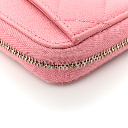 Chanel Caviar Quilted Large Gusset Zip Around Wallet Pink 19 of 19