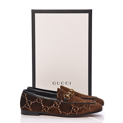 Gucci Velvet GG Monogram Horsebit Womens Jordaan Loafers 36.5 Brown Black 9 of 9