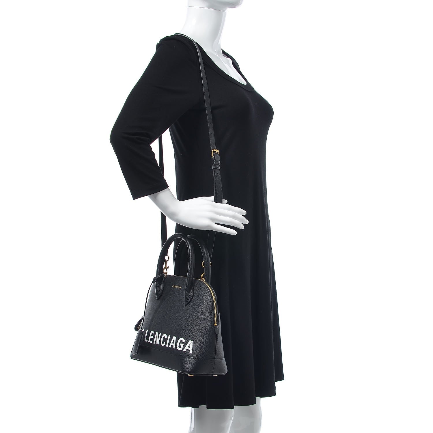 Balenciaga Signature Grained Calfskin Logo S Ville Top Handle Bag Black 2 of 6