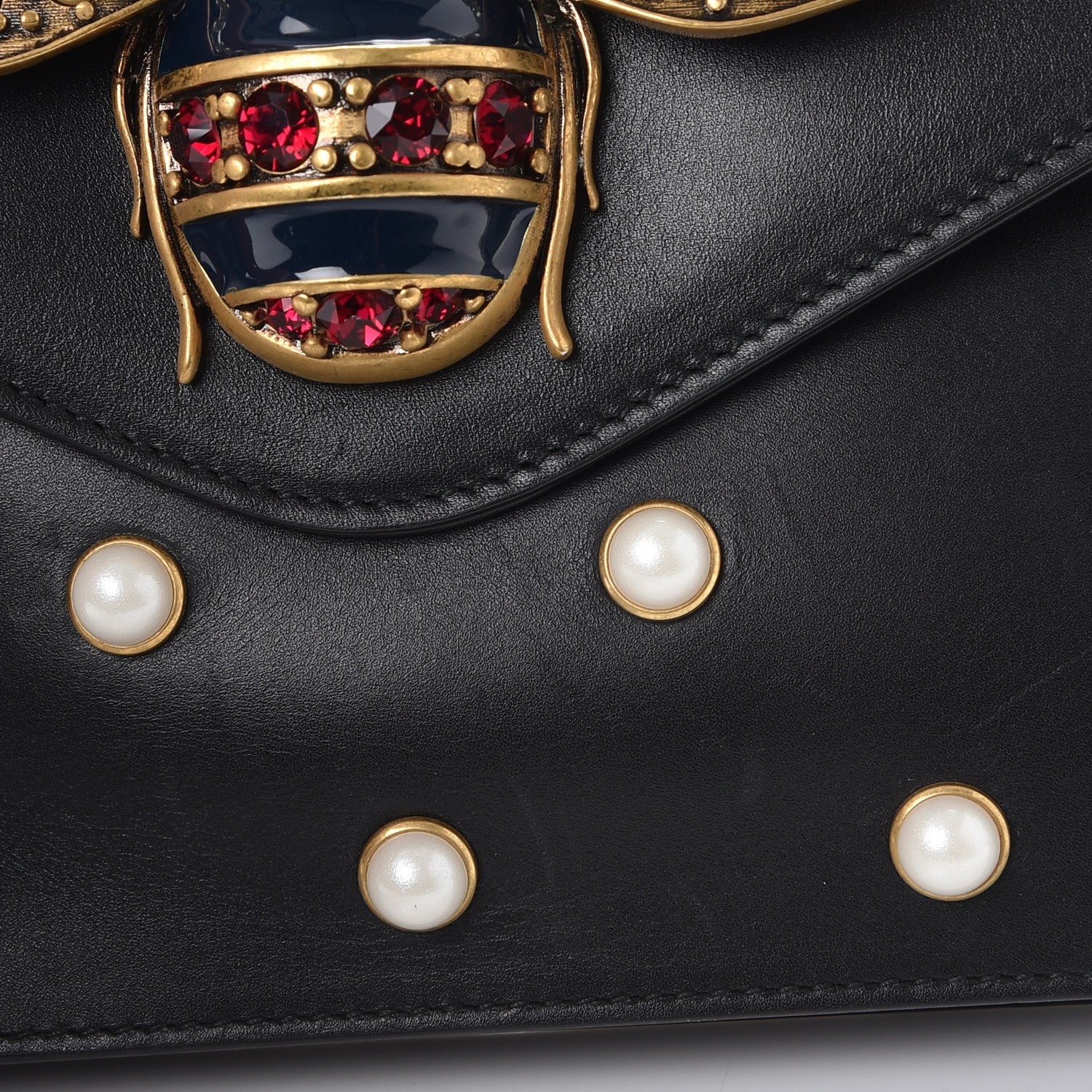 Gucci Nappa Pearl Studded Mini Queen Margaret Broadway Shoulder Bag Black 9 of 10