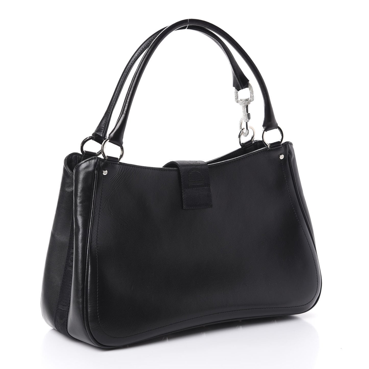 Coated Canvas Crystal Hardcore Shoulder Bag Black