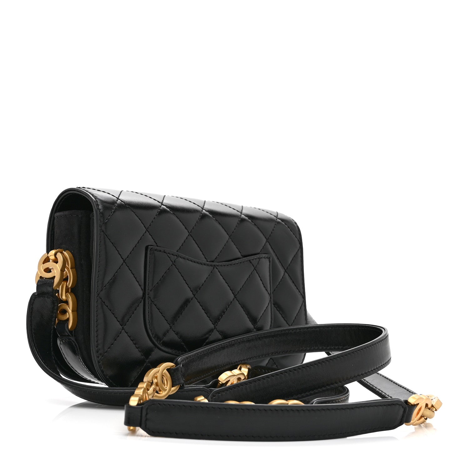 Chanel Shiny Calfskin Quilted Suede Goatskin Messenger Black 2 of 9