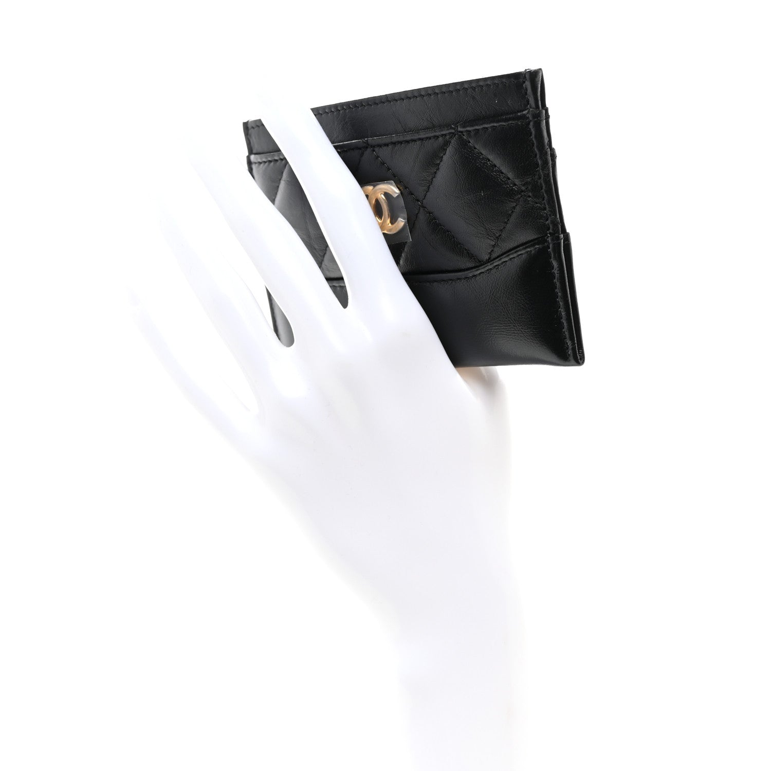 Chanel Aged Calfskin Quilted Gabrielle Card Holder Black 2 of 8