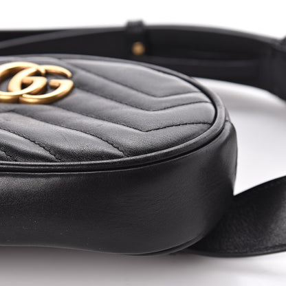 Gucci Calfskin Matelasse GG Marmont Belt Bag 85 34 Black 10 of 12