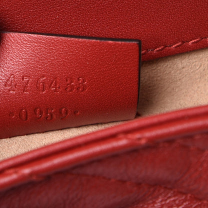 Gucci Calfskin Matelasse Super Mini GG Marmont Shoulder Bag Hibiscus Red 8 of 9