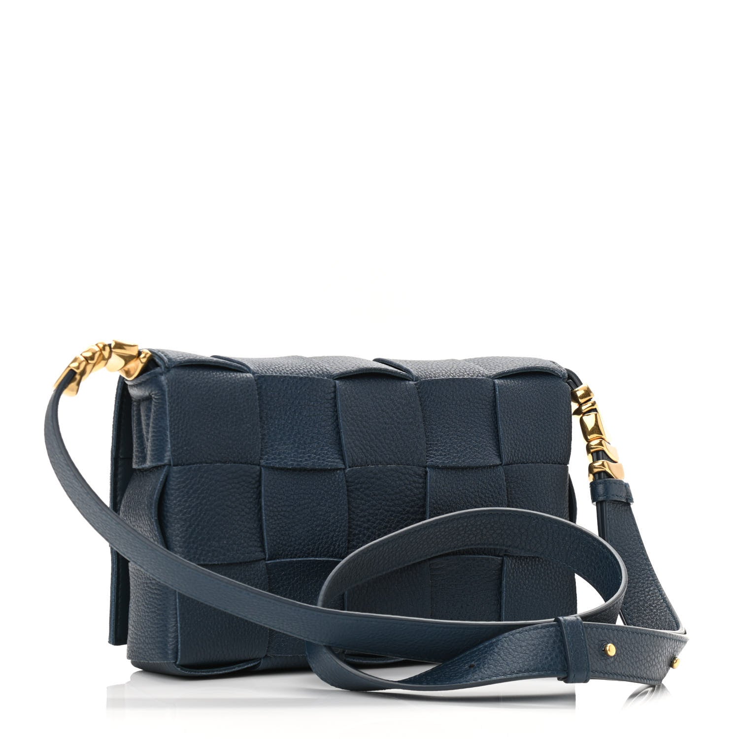 Bottega Veneta Grained Calfskin Maxi Intrecciato Cassette Crossbody Bag Deep Blue 3 of 9