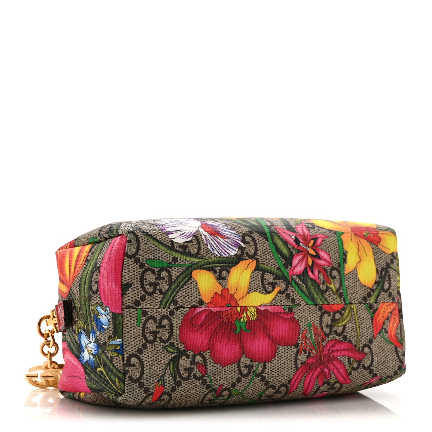 Soft GG Supreme Monogram Flora Calfskin Small Ophidia Cosmetic Case Beige Ebony Multicolor Rosso