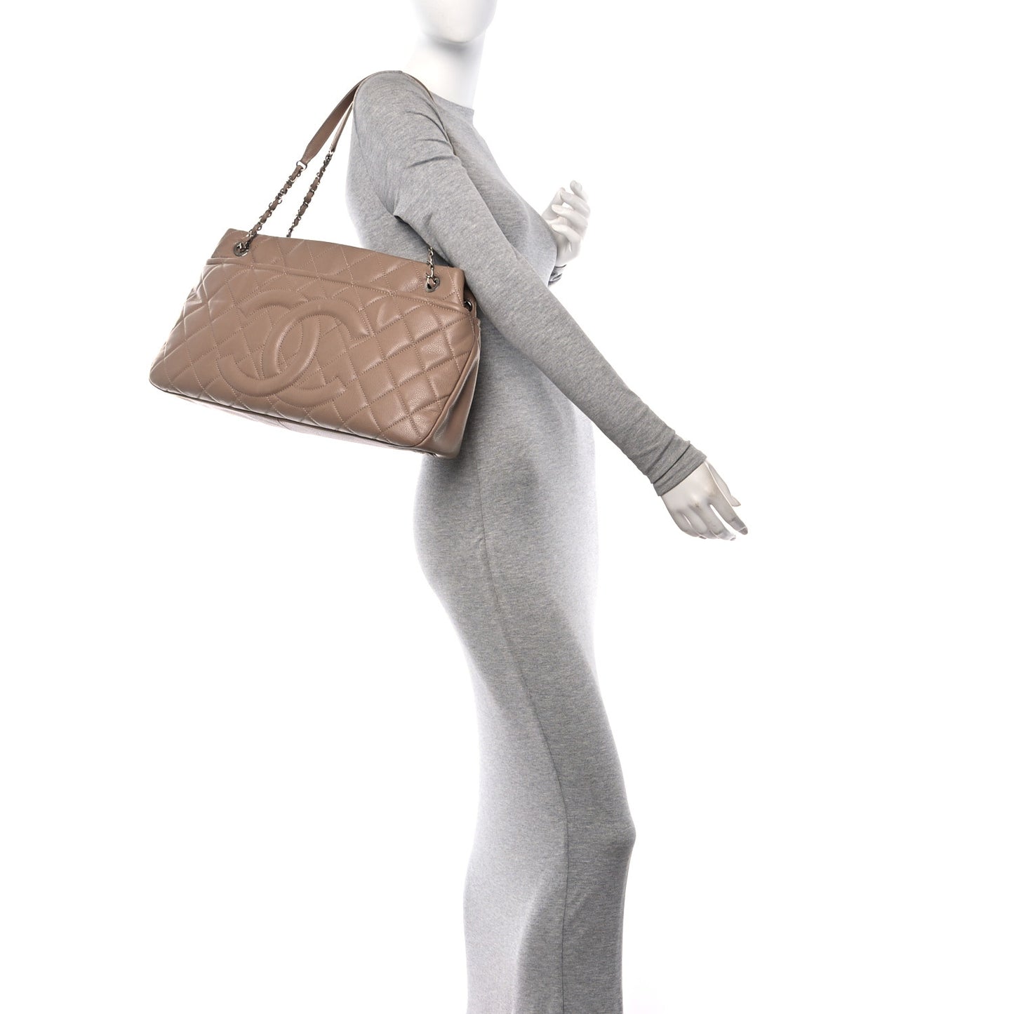 Caviar Quilted Timeless CC Soft Tote Beige