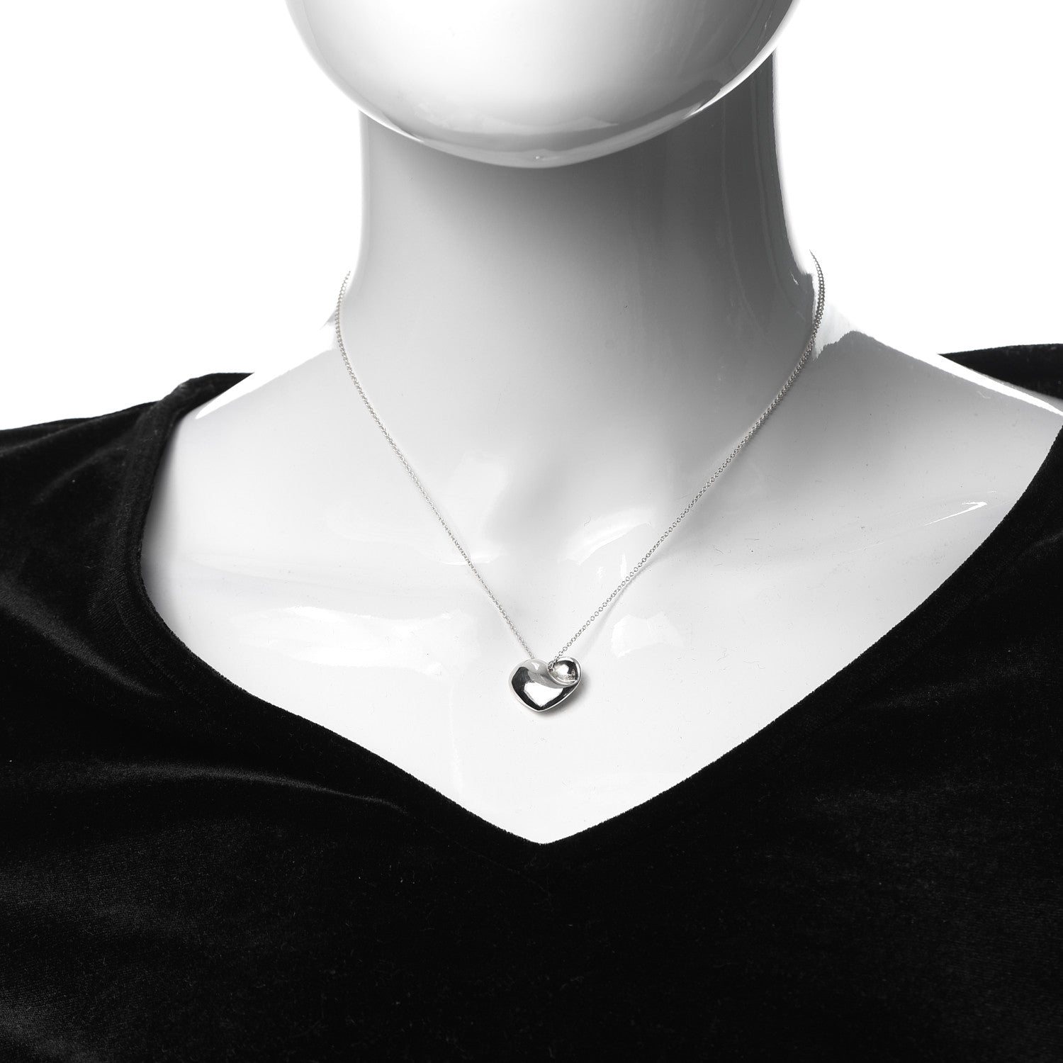 Tiffany Sterling Silver Folded Heart Pendant Necklace 2 of 5