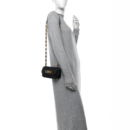 Balenciaga Calfskin Stripe Embossed Gossip Chain Bag XS Black 2 of 10