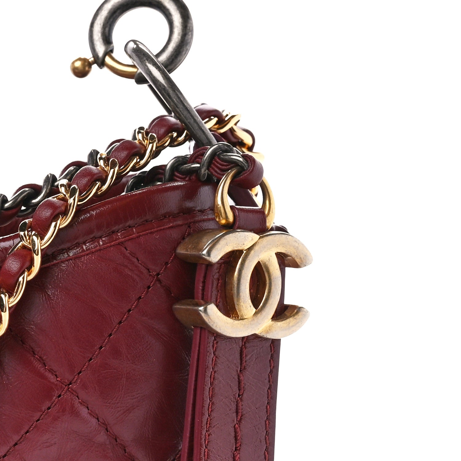 Chanel Aged Smooth Calfskin Quilted Medium Gabrielle Logo Hobo Red 8 of 12