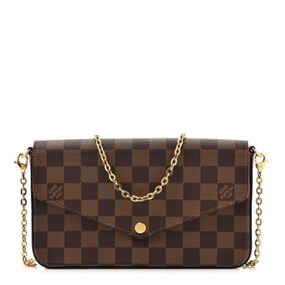 Louis Vuitton Damier Ebene Pochette Felicie Chain Wallet 1 of 12
