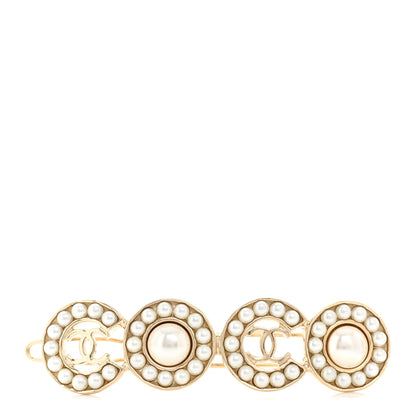 Chanel Pearl Coco CC Hair Clip Barrette Gold 1 of 3