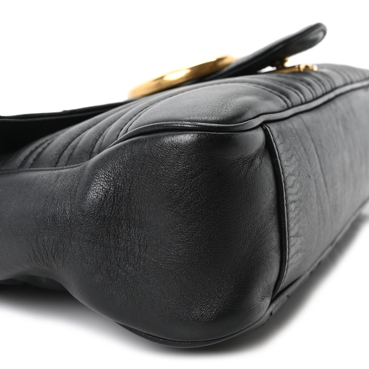 Gucci Calfskin Matelasse Medium GG Marmont Shoulder Bag Black 9 of 10