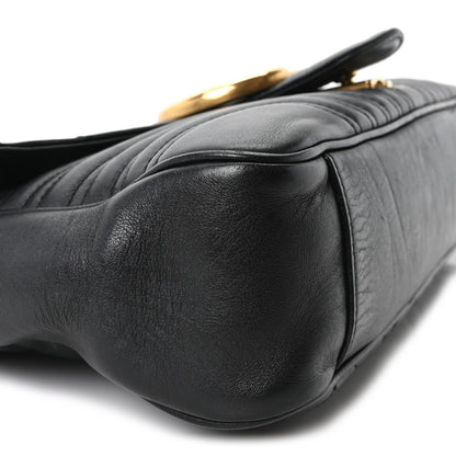 Gucci Calfskin Matelasse Medium GG Marmont Shoulder Bag Black 9 of 10