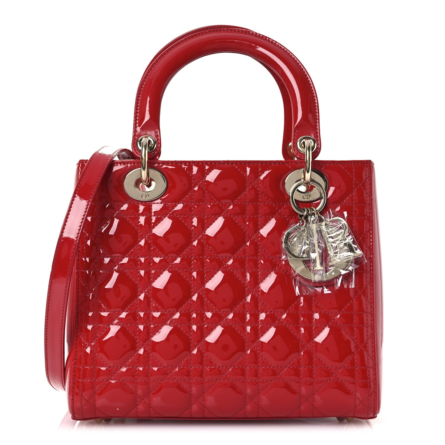 Patent Cannage Medium Lady Dior Red