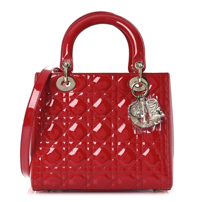 Christian Dior Patent Cannage Medium Lady Dior Red 1 of 15