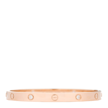 Cartier 18K Pink Gold 4 Diamond LOVE Bracelet 19 1 of 5