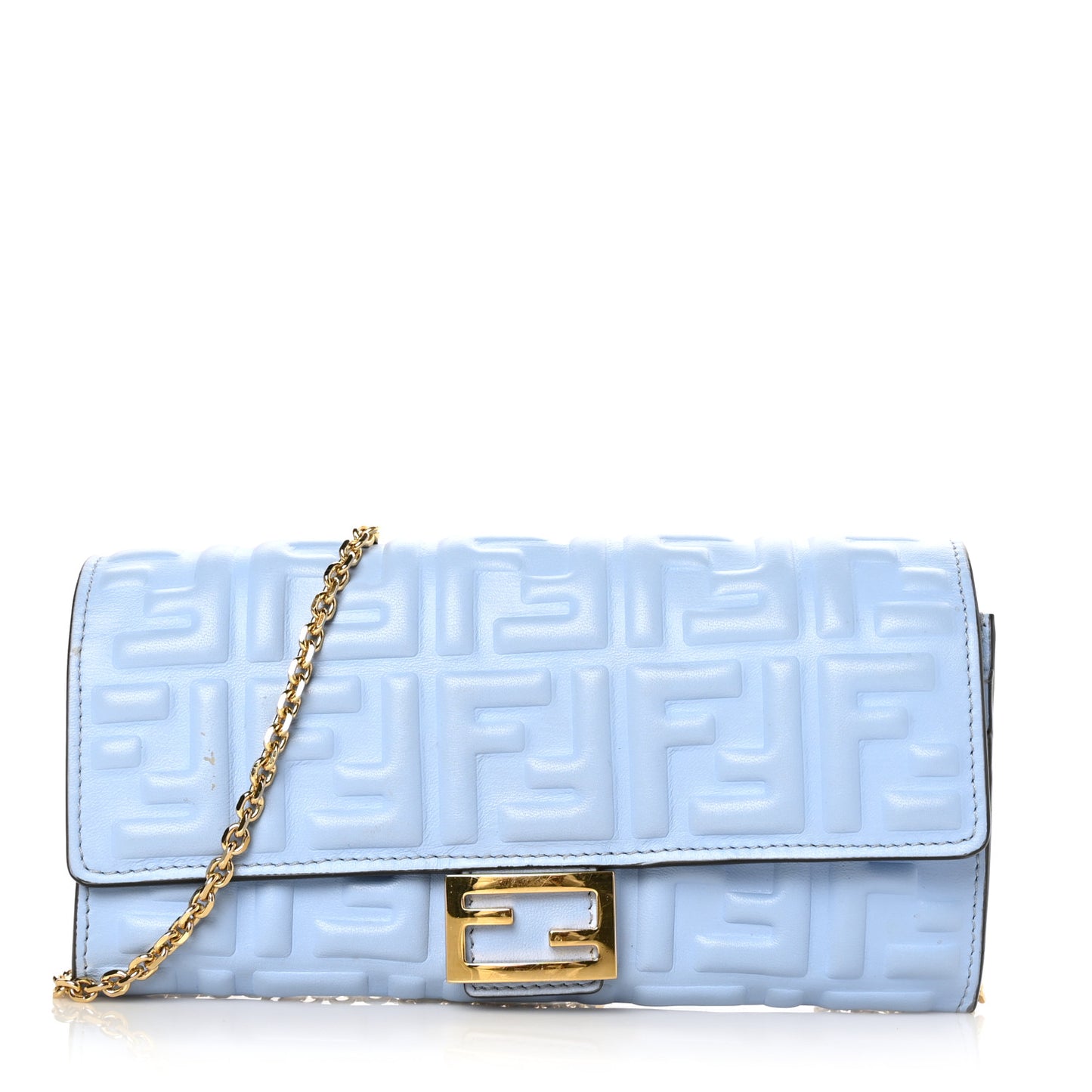 Nappa Matisse FF Embossed Continental Wallet on Chain Placid Blue
